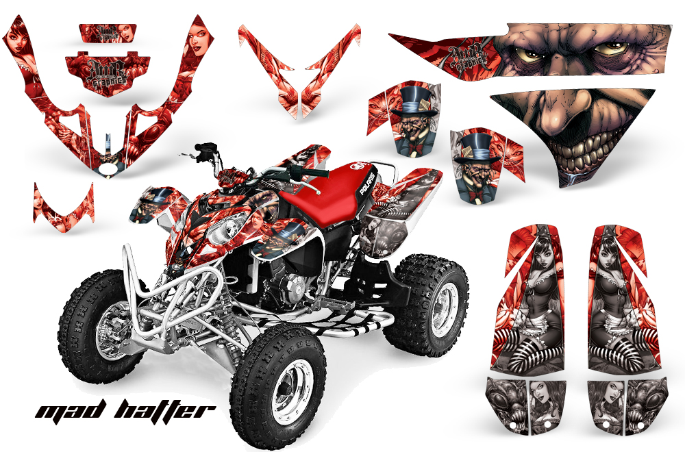 Polaris Predator 500 Graphics Kit MadHater RED-Silverstripe